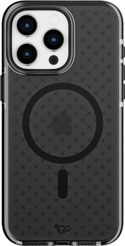 Tech21 Evo Check etui na telefon komórkowy iPhone 15 Pro Max kompatybilne z MagSafe proste TPU i materiał biodegradowalny czarne udowodnione naukowo zabezpieczenie przed