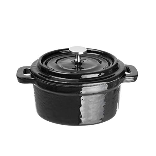 Vogue Żeliwny okrągły mini garnek 49 x 99 130 mm 240 ml rondel naczynia kuchenne - obrazek 1