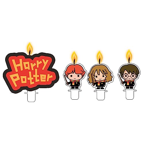 Amscan 9905198 Harry Potter Mini Figurki Świeczki, 4 Sztuki, na Tort Urodzinowy