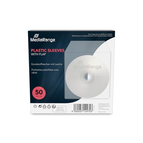 MediaRange torby plastikowe na 1 płytkę, z nakładką, przezroczyste, opakowanie 50 sztuk MediaRange torby plastikowe na 1 płytkę, z nakładką, przezroczyste, opakowanie 50 sztuk