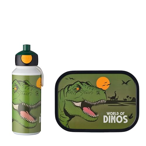 Mepal Zestaw Śniadaniowy dla Dzieci z Butelką na Napoje Typu Pop Up i Pudełkiem Lunch, do Szkoły Lub w Podróż, Bez Bpa, 400 Ml + 750 Ml, Dinozaur Mepal Zestaw Śniadaniowy dla Dzieci z Butelką na Napoje Typu Pop Up i Pudełkiem Lunch, do Szkoły Lub w Podróż, Bez Bpa, 400 Ml + 750 Ml, Dinozaur