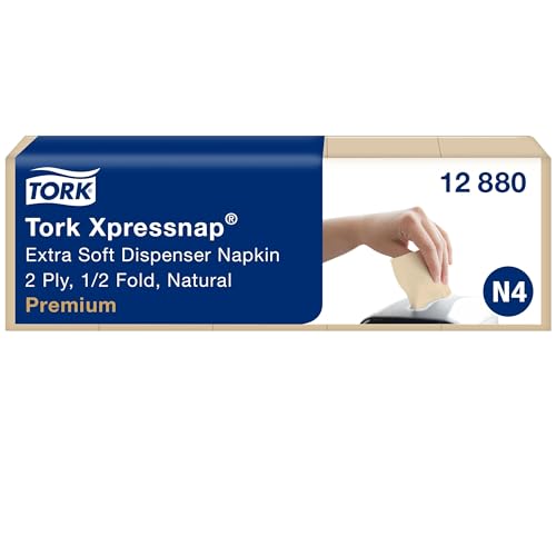 Tork Xpressnap Natural Extra Soft Serwetka Dyspenserowa N4, Premium, 1/2 Złożenia, 2 Warstwowa, 21 cm x 17 cm, 8 1000 Serwetek, 12880 - obrazek 1