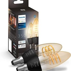 Philips Hue White ambiance 2x Żarówka Filament świeczka E27, retro żarówka Edisona, wiele odcieni bieli, możliwość przyciemniania, inteligentne oświetlenie