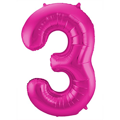Balon foliowy, cyfra 3, różowy, 86 cm Balon foliowy, cyfra 3, różowy, 86 cm