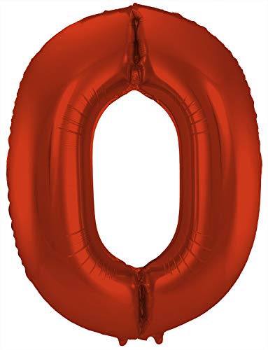 Folat Balon foliowy Cyfra 0 Czerwony Metaliczne Mat 86 cm - obrazek 1