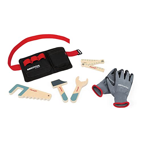 Janod DIY Belt with Wooden Tools and Gloves Imitation Toy Teaches Fine Motor Skills Imagination FSC Certified Ages 3 up J06475 Janod DIY Belt with Wooden Tools and Gloves Imitation Toy Teaches Fine Motor Skills Imagination FSC Certified Ages 3 up J06475