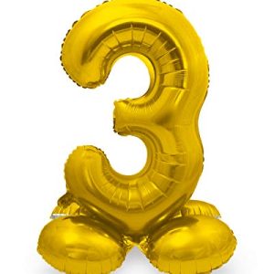 Folat Balon foliowy z podstawą numer 3 złoty 72 cm Folat Balon foliowy z podstawą numer 3 złoty 72 cm