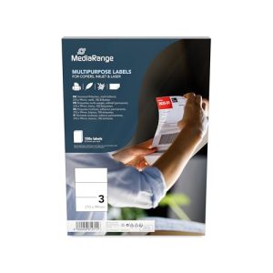 MediaRange uniwersalne etykiety, mocno przylegające, 210 x 99 mm, białe, 150 etykiet