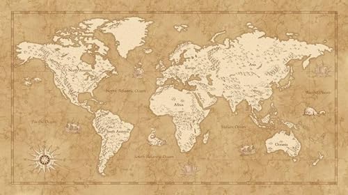 Komar Fototapeta z włókniny mapa świata Vintage Rozmiar: 500 x 280 cm (szerokość wysokość) świata, pokój dziecięcy, tapeta IAX10 0027 Komar Fototapeta z włókniny mapa świata Vintage Rozmiar: 500 x 280 cm (szerokość wysokość) świata, pokój dziecięcy, tapeta IAX10 0027