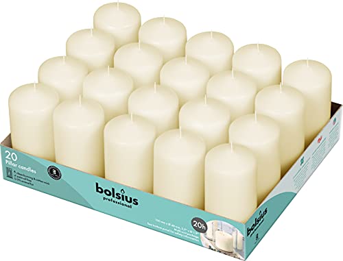 Bolsius Podstawowe świece do dekoracji, wosk, kość słoniowa, rozmiar pojedynczy: wys. 9,8 cm Ø 4,8 cm, 20 sztuk
