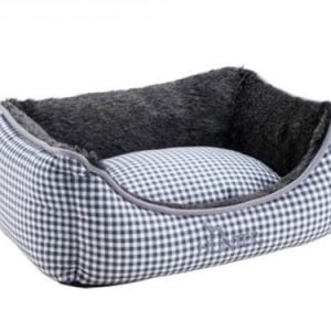 HUNTER Astana Sofa dla psa, z miękkim pluszowym obszyciem, dwustronna poduszka, wzór karo, 60 x 45 cm, szara