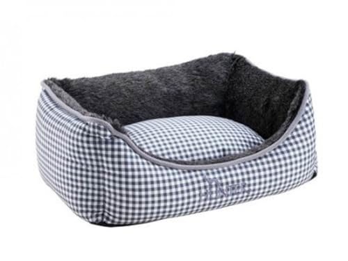 HUNTER Astana Sofa dla psa, z miękkim pluszowym obszyciem, dwustronna poduszka, wzór karo, 60 x 45 cm, szara - obrazek 1
