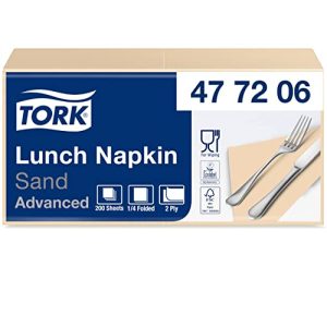 Tork 477206 serwetki obiadowe piasek / 2-warstwowe do małych potraw i przekąsek/najwyższa jakość 10 x 200 (2000) papierowe 32,6 33 cm (szer. dł.) składane na 1/4 Tork 477206 serwetki obiadowe piasek / 2-warstwowe do małych potraw i przekąsek/najwyższa jakość 10 x 200 (2000) papierowe 32,6 33 cm (szer. dł.) składane na 1/4
