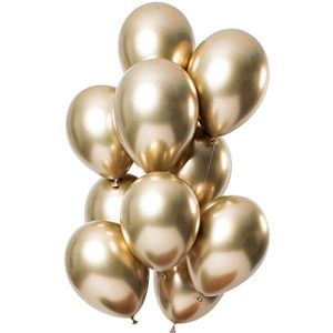 Folat 69711 Balony z efektem lustrzanym, złote 33 cm, 12 sztuk lateksowych balonów helem, dekoracja urodzinowa, 30 cm Folat 69711 Balony z efektem lustrzanym, złote 33 cm, 12 sztuk lateksowych balonów helem, dekoracja urodzinowa, 30 cm