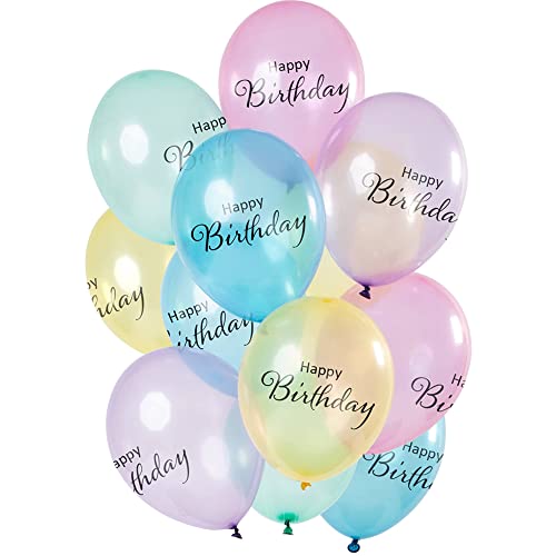 Zestaw przezroczystych balonów Happy Birthday 30 cm 12 szt. - obrazek 1