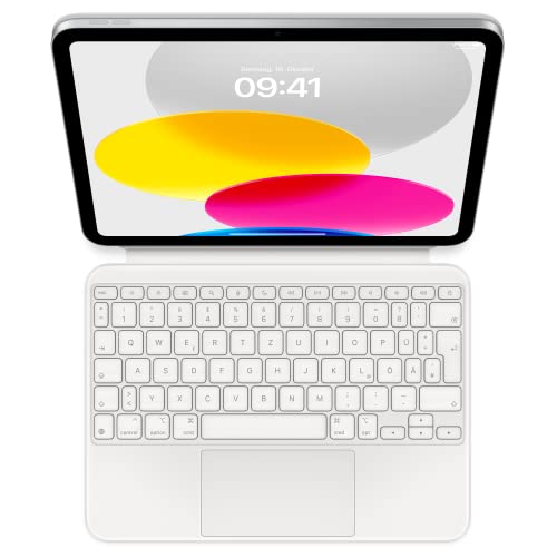 Apple Magic Keyboard Folio: Odłączana klawiatura do iPada i przyczepiane magnetycznie etui na (10. generacji), wbudowany gładzik. Niemiecki układ klawiszy biały Apple Magic Keyboard Folio: Odłączana klawiatura do iPada i przyczepiane magnetycznie etui na (10. generacji), wbudowany gładzik. Niemiecki układ klawiszy biały