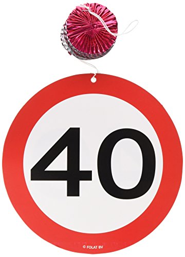 Znak drogowy 40. impreza wisząca dekoracja opakowanie 3, 3 znaki drogowe wzory na spirali foliowej wiszące dekoracje - obrazek 1