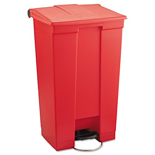 Rubbermaid Commercial Products 23 gal HDPE Medical Mobile Step On Trash Can Red - obrazek 1