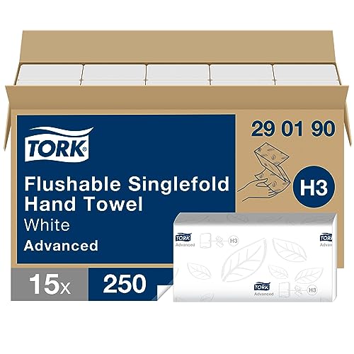 Tork 0290190 ręczniki papierowe o szybkim rozpuszczaniu składane do napełniania dozownika ręczników papierowych, H3 Advanced 2 warstwowe, białe duże opakowanie zawiera 15 x - obrazek 1