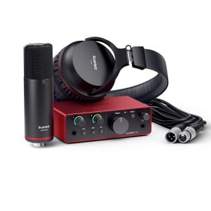 Focusrite Scarlett Interfejsy audio USB Solo Studio 4. generacji dla autorów piosenek, gitarzystów, wokalistów lub producentów, z mikrofonem i słuchawkami, do nagrywania pisania piosenek Focusrite Scarlett Interfejsy audio USB Solo Studio 4. generacji dla autorów piosenek, gitarzystów, wokalistów lub producentów, z mikrofonem i słuchawkami, do nagrywania pisania piosenek