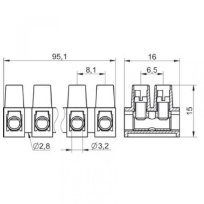 Listwa zaciskowa gwintowa MT 1804 PH ‑ 2,5 mm² ‑ 12‑torowa - obrazek 2