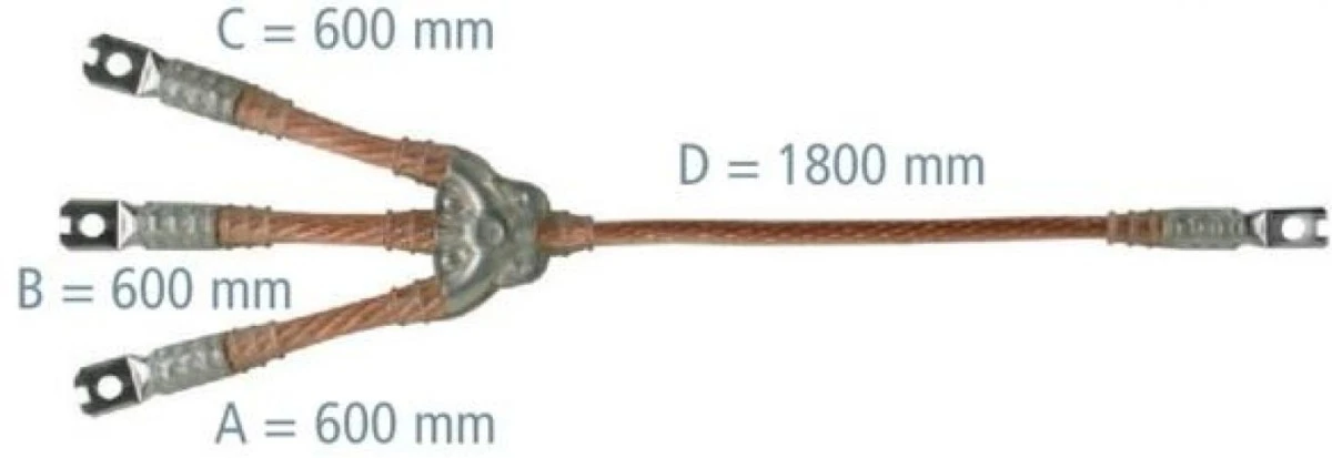 Linka izolowana uziemiacza 3‑pol. 70 mm2 z końcówkami VTCS2XV