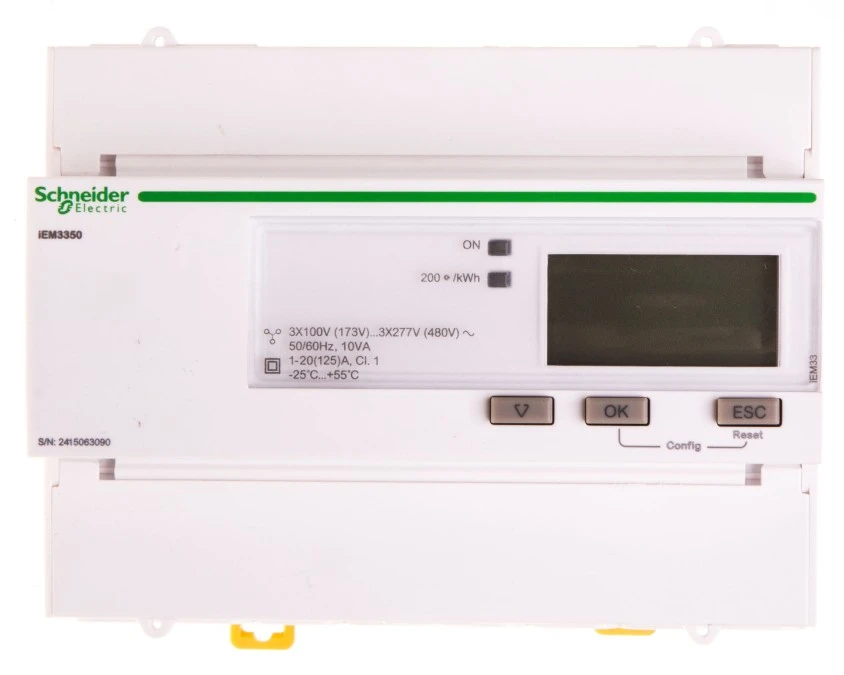 Licznik energii elektrycznej 1/3‑fazowy 125A 100‑277/173‑480V kl.1/B Modbus taryfowy cyfrowy modułowy A9MEM3350 - obrazek 2