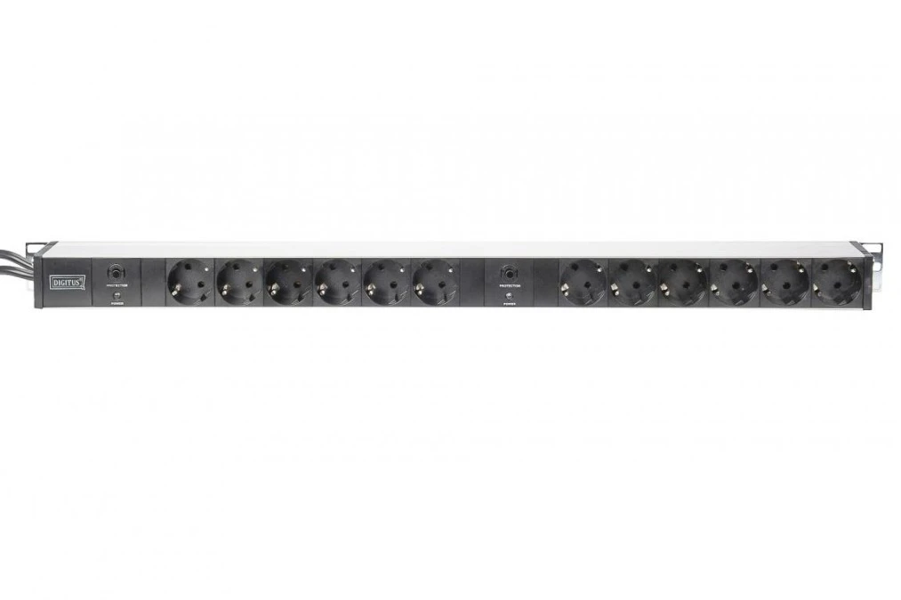 Listwa zasilająca PDU Rack 12x gniazdo schuko 2x 2m wtyk unischuko 16A zab. przeciążeniowe DN‑95405 - obrazek 2