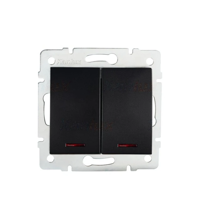LOGI Łącznik dwugrupowy świecznikowy z LED 021120142 czarny mat 33623 - obrazek 1