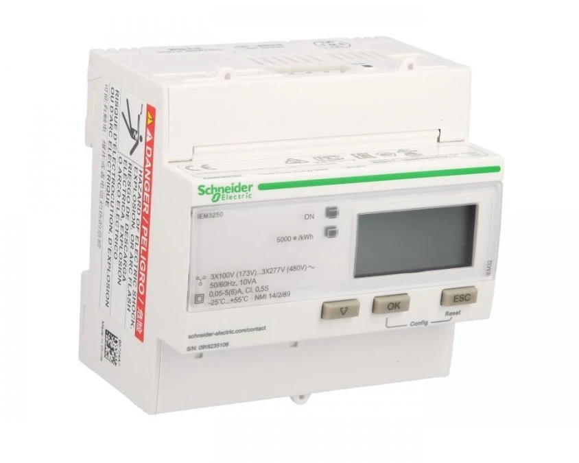 Licznik energii elektrycznej 1/3‑fazowy 5A przekładnik 100‑277/173‑480V kl.0,5S Modbus cyfrowy iEM3250 CT A9MEM3250 - obrazek 3