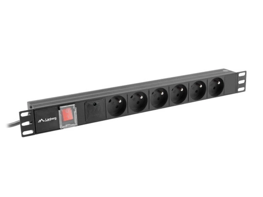 LISTWA ZASILAJĄCA RACK PDU 19 LANBERG 1U 16A 6X 230V PL 2M CZARNA - obrazek 1
