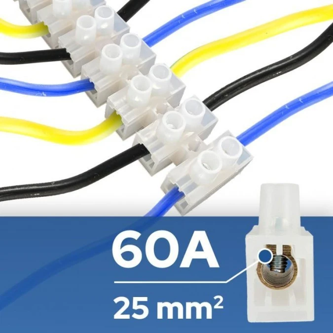 Listwa zaciskowa LTF 12‑torowa do 25mm² 60A biała HOROZ 10szt. - obrazek 1