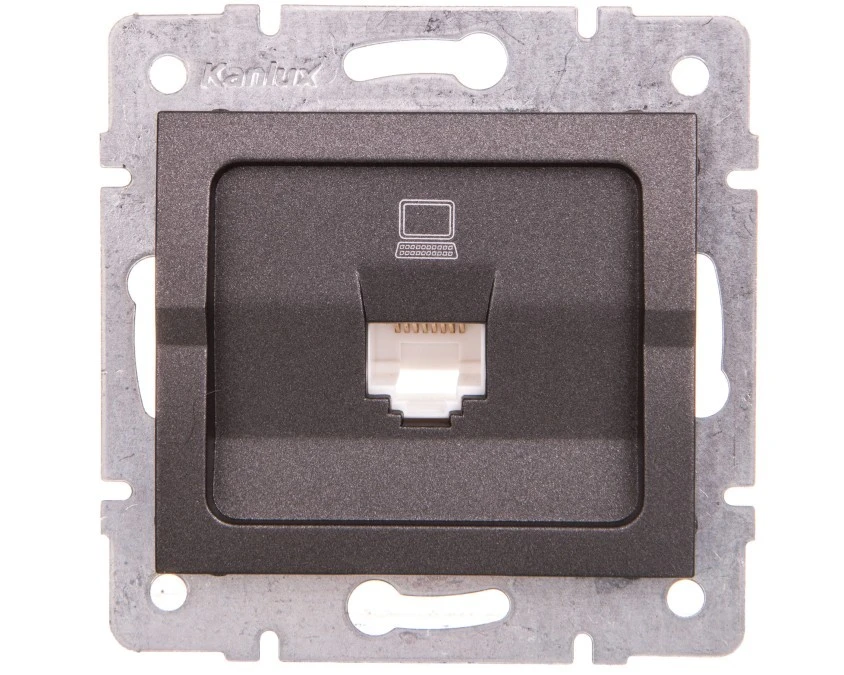 LOGI Gniazdo komputerowe pojedyncze (RJ45Cat 5e Jack) Grafit 25285 - obrazek 1