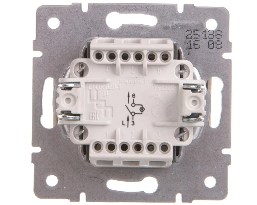LOGI Łącznik jednobiegunowy z LED śrubowy 10AX 250V kremowy 021110103 25138 - obrazek 2
