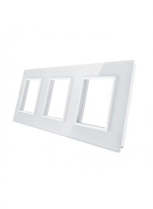 Livolo POTRÓJNA BIAŁA RAMKA SZKLANA 222 x 80mm Livolo‑GPF‑3‑61 - obrazek 1