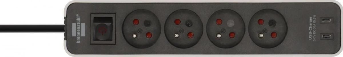 Listwa zasilająca Ecolor 4‑gniazda 230V + 2xUSB‑C biało‑czarna 1,5m H05VV‑F3G1,5 1153244126 - obrazek 2