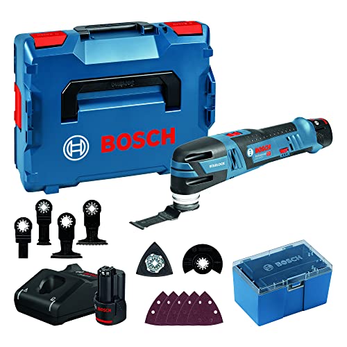 Bosch Professional system 12V: akumulatorowe narzędzie wielofunkcyjne GOP 12V 28 (2 akumulatory GBA 3.0Ah, szybka ładowarka GAL 1230 CV, walizka L BOXX, 6 brzeszczotów) - obrazek 1