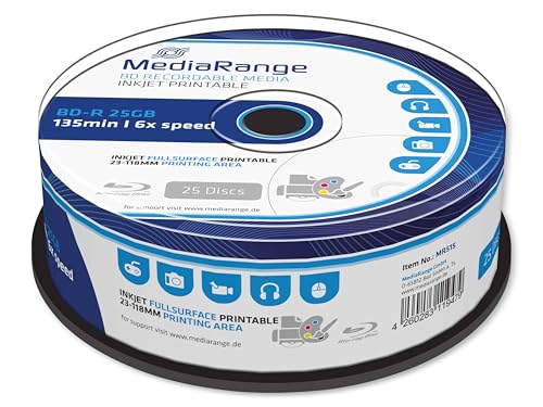 MediaRange BD R 25 GB 6 krotna prędkość zapisu, możliwość zadrukowania na całej powierzchni, pudełko ciasto szt MediaRange BD R 25 GB 6 krotna prędkość zapisu, możliwość zadrukowania na całej powierzchni, pudełko ciasto szt