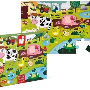 Janod Puzzle Dotykowe Zwierzęta na farmie z teksturą 20 szt.