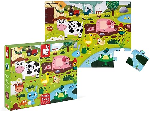 Janod Puzzle Dotykowe Zwierzęta na farmie z teksturą 20 szt. - obrazek 1