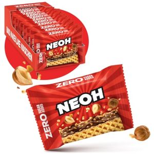 NEOH Niskowęglowodanowe wafle z czekoladą orzechami laskowymi, 1 g cukru / 95 kcal, bez dodatku cukru, 21 (12 sztuk), nowa alternatywa dla tradycyjnych słodyczy, orzech laskowy NEOH Niskowęglowodanowe wafle z czekoladą orzechami laskowymi, 1 g cukru / 95 kcal, bez dodatku cukru, 21 (12 sztuk), nowa alternatywa dla tradycyjnych słodyczy, orzech laskowy