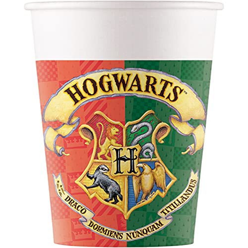 Procos 93506 kubek na imprezę Harry Potter, maks. pojemność 200 ml, 8 sztuk, jednorazowe kubki z papieru, urodziny dziecka, naczynia imprezowe, FSC® Mix - obrazek 1