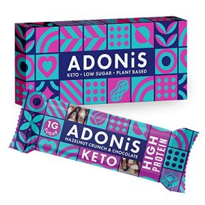 Adonis Keto Crunch z orzechów laskowych i batonik proteinowy kakao 45 g Adonis Keto Crunch z orzechów laskowych i batonik proteinowy kakao 45 g
