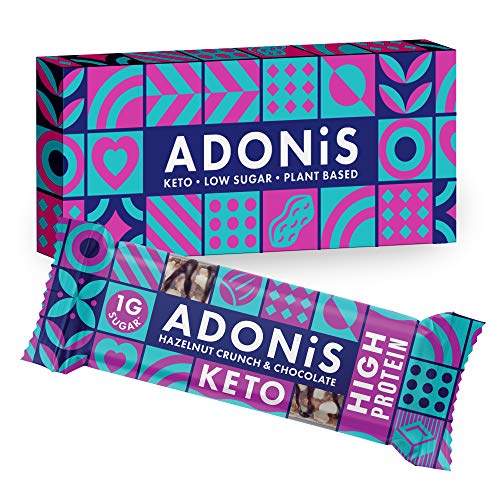 Adonis Keto Crunch z orzechów laskowych i batonik proteinowy kakao 45 g - obrazek 1