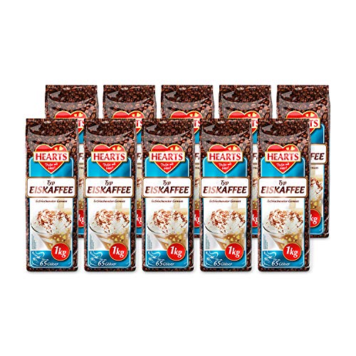 HEARTS kawa lodowa 2 x 1 kg, 65 filiżanek w woreczku, ekonomiczne opakowanie, lodowa, orzeźwiająca przyjemność, letnie napoje, natychmiastowa, zawartość kofeiny, szybkie przygotowanie, zimny napój, rozpuszczalna ziarnista - obrazek 1