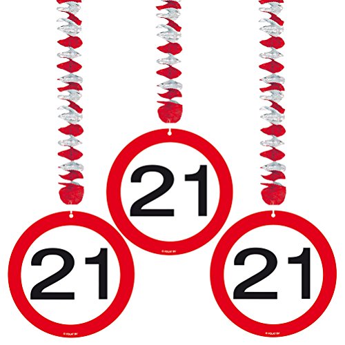 Znak drogowy 21. impreza wisząca dekoracja opakowanie 3, 3 wzory znaków drogowych na foliowej spirali wiszące dekoracje - obrazek 1