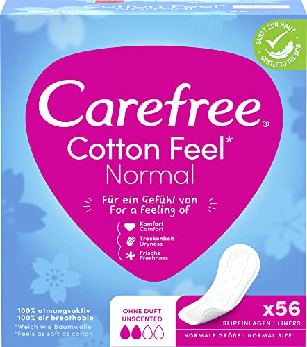 Carefree, Cotton, wkładki higieniczne bezzapachowe, 56 szt. - obrazek 1