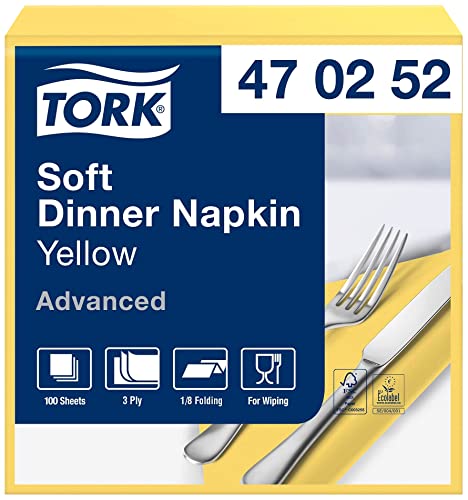 Tork 470252 Soft serwetki żółte 1/8 składane / 3 warstwowe papierowe/Idealny rozmiar na kolację/zaawansowana jakość 12 x 100 (1200) wstępnie złożone 39 cm (szer. dł.) Tork 470252 Soft serwetki żółte 1/8 składane / 3 warstwowe papierowe/Idealny rozmiar na kolację/zaawansowana jakość 12 x 100 (1200) wstępnie złożone 39 cm (szer. dł.)