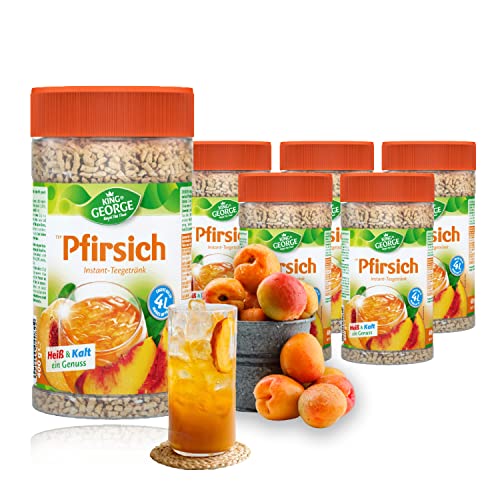 KING GEORGE Royal Tea Time, brzoskwiniowy napój instant 6 x 400 g, gorący i zimny, o smaku brzoskwiniowym, daje do 4 l, ekstrakt z czarnej herbaty - obrazek 1