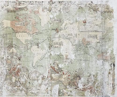 Komar Fototapeta z włókniny Imperium Brytyjskie wymiary 300 x 250 cm (szerokość wysokość) tapeta ścienna do salonu, sypialni, biura, korytarza, mapa miasta, dekoracja - obrazek 1